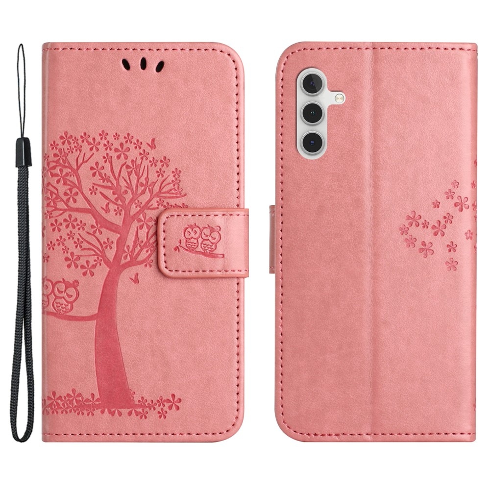 Fás könyv tok Samsung Galaxy S24 készülékhez - rózsaszín