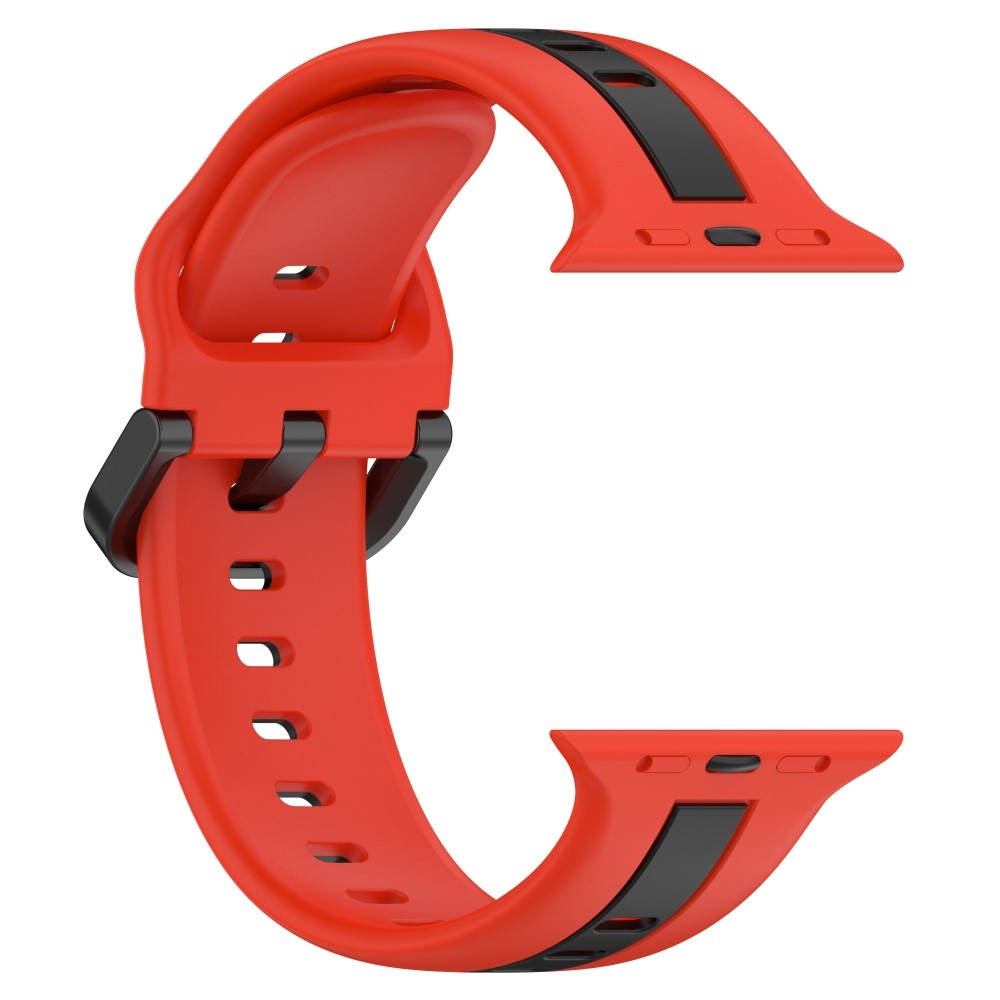 Szíj szilikon szíj Apple Watch Ultra/Ultra 2 49mm/SE/SE 2022/2023 44mm/9/8/7 45mm/6/5/4 44mm/3/2/1 42 mm-es órához - piros/fekete színben