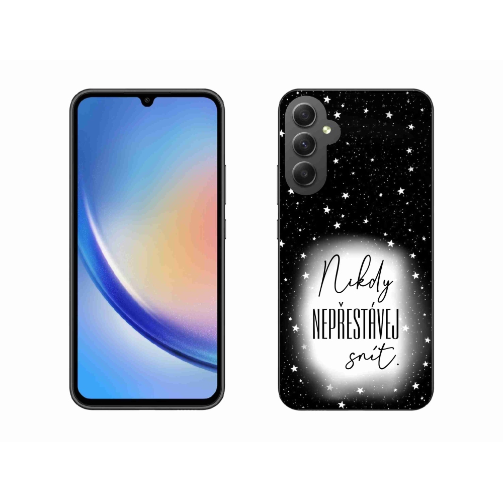 Gél borítás mmCase Samsung Galaxy A34 5G - idézet 1 fehér és fekete háttérrel