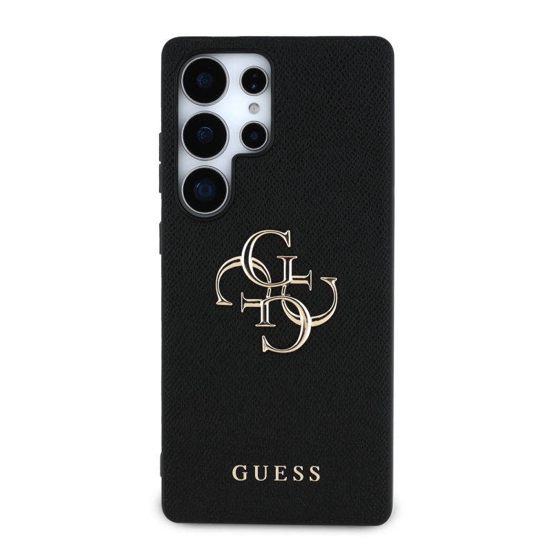 Guess PU szemcsés 4G fém logó hátlap Samsung Galaxy S25 Ultra fekete