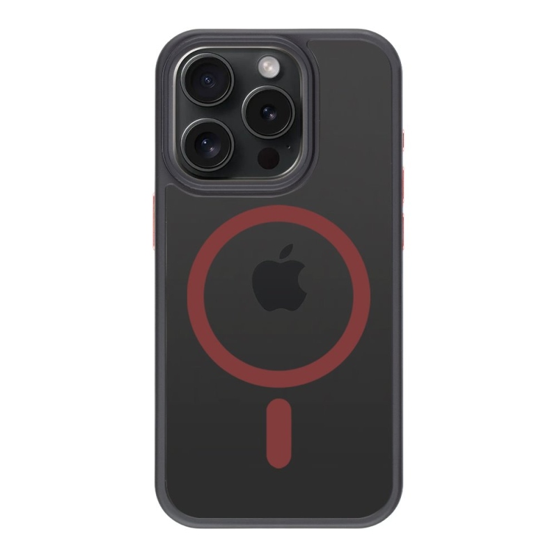Taktikai MagForce Hyperstealth 2.0 borító iPhone 15 Pro fekete/piros színű készülékhez