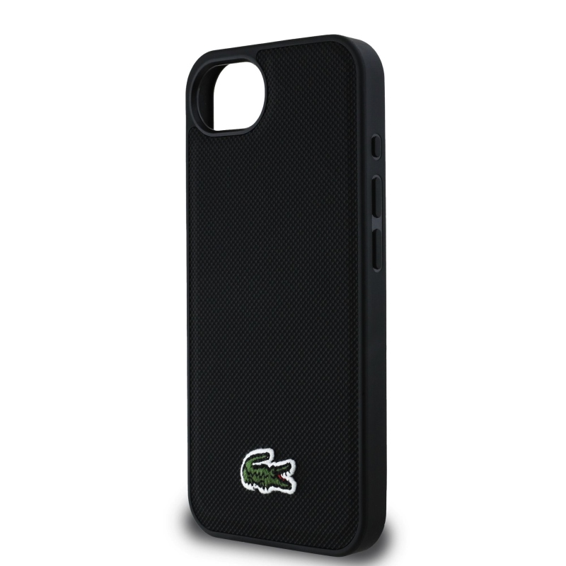 Lacoste Iconic Petit Pique Woven Logo MagSafe hátlapi borító iPhone 16e Fekete