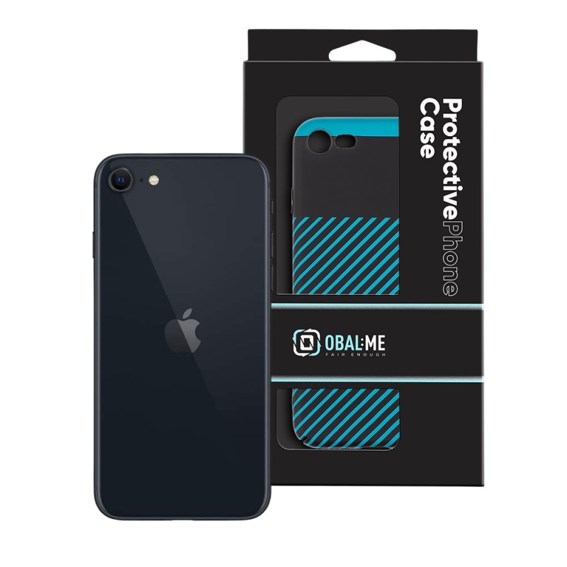 Borító:ME Flossy Stripes Cover for Apple iPhone 7/8/SE2020/SE2022 Fekete/Teal borító az Apple iPhone 7/8/SE2020/SE2022 készülékhez