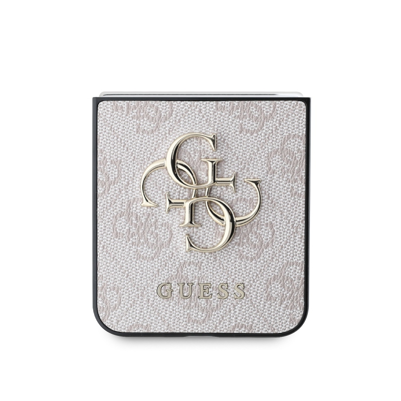 Guess PU 4G fém logós hátlap Samsung Galaxy Z Flip 6 rózsaszínű borítóhoz