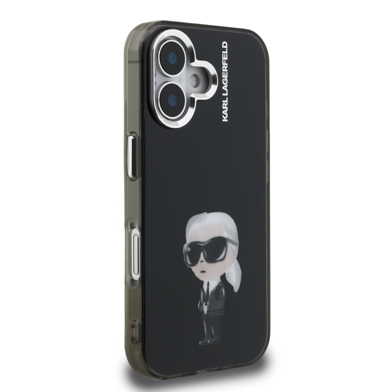 Karl Lagerfeld IML Aquarelle Karl hátlapi borító iPhone 16-hoz Fekete