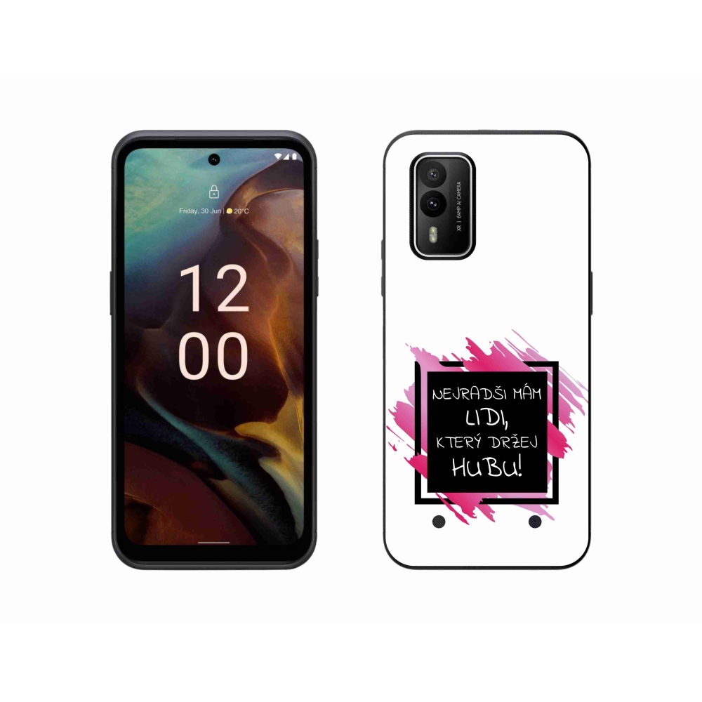 Zselés borító mmCase a Nokia XR21 készülékhez - vicces szöveg 7 fekete-fehér háttérrel