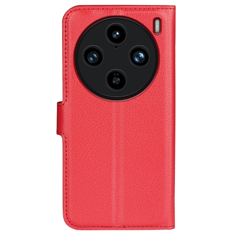 Litchi könyv tok a Vivo X100 Pro 5G-hez - piros