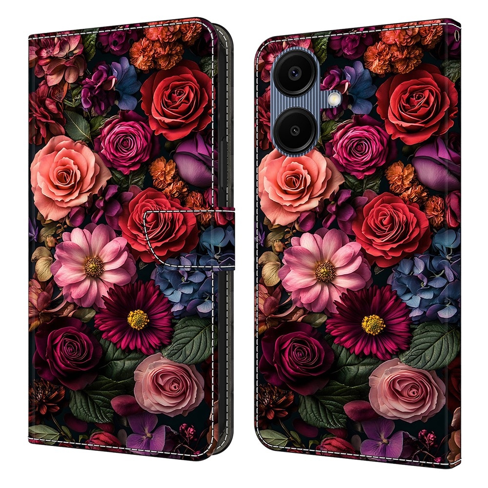 Sima könyves tok Samsung Galaxy A07 4G - virágokhoz