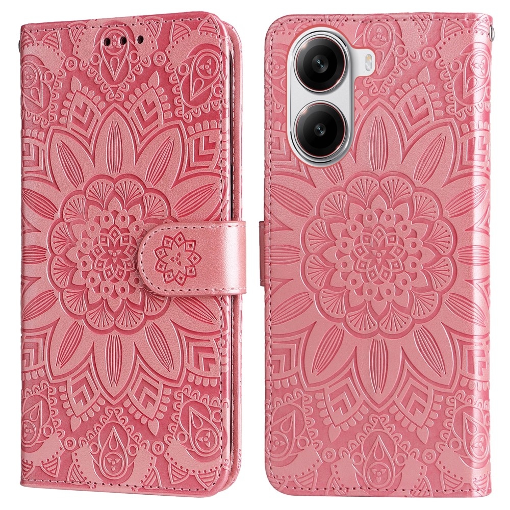 Napraforgó könyv tok Xiaomi Poco X7 Pro 5G - rózsaszínű