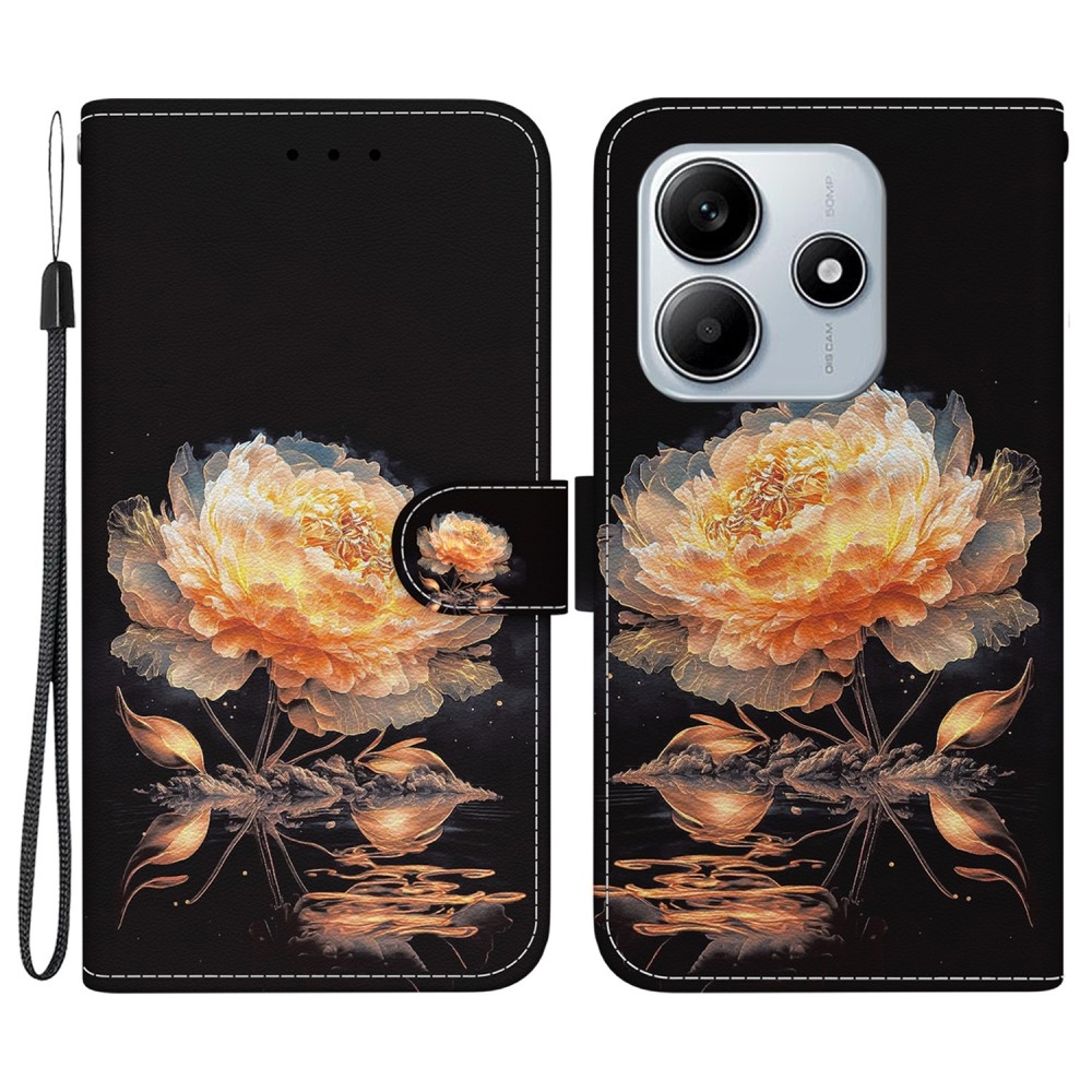 Printern könyv tok Xiaomi Redmi Note 14 5G - arany pünkösdi rózsafa