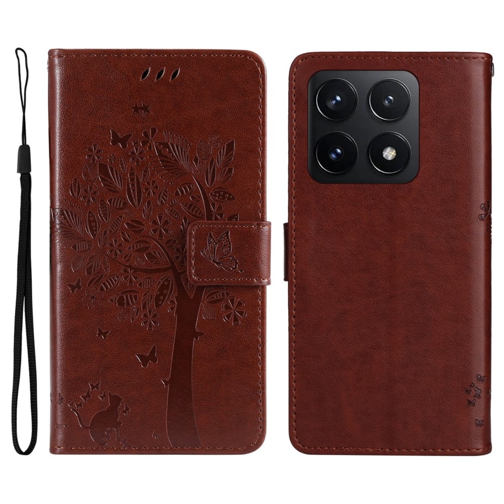 Fák könyvtáska Xiaomi 14T-hez - barna