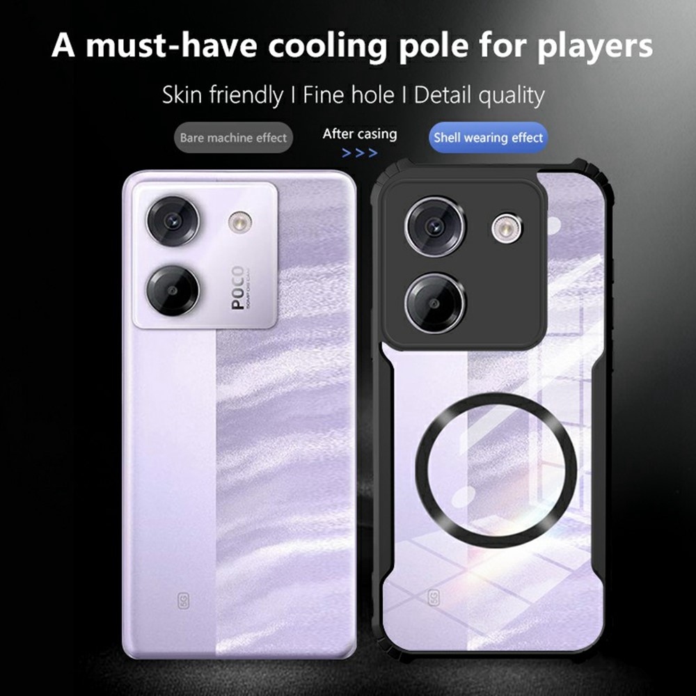 Tartós védőburkolat MagSafe támogatással a Xiaomi Poco M7 Pro 5G készülékhez - fekete