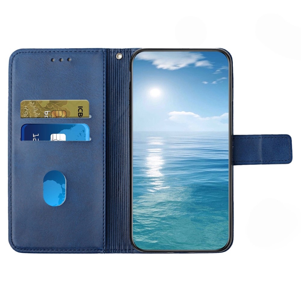 Vonalas könyv tok Xiaomi Redmi Note 14 5G-hez - kék
