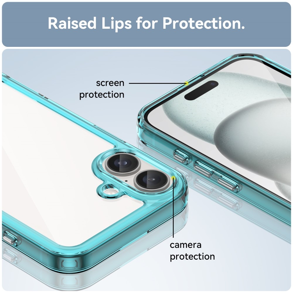 Gél tok fix hátlappal iPhone 16 készülékhez - világoskék