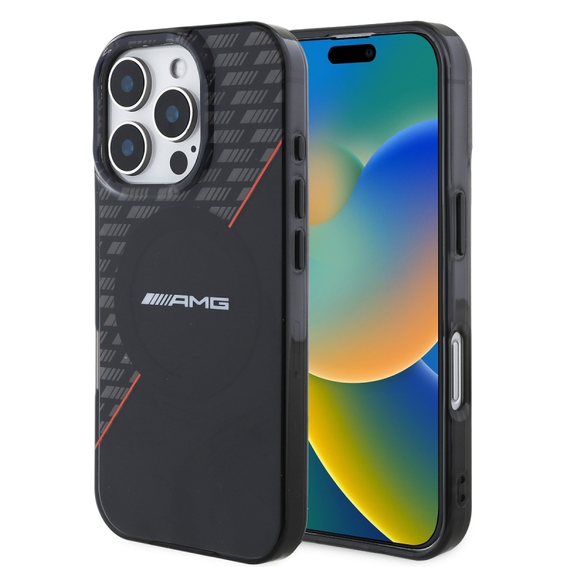 AMG Rhombs MagSafe hátlap iPhone 16 Pro fekete/piros színű borítóhoz