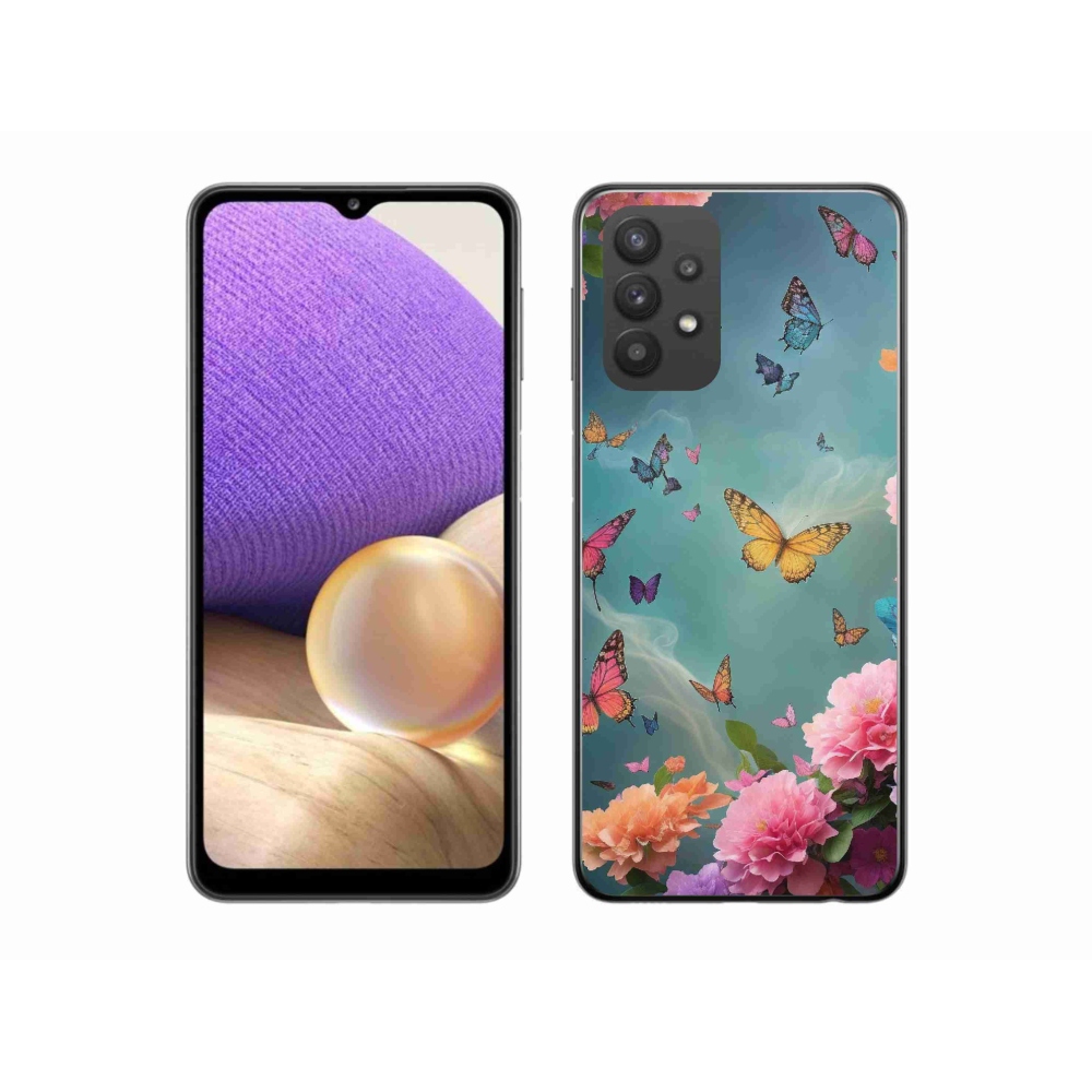 Gél borítás mmCase Samsung Galaxy A32 5G - színes virágok és pillangók