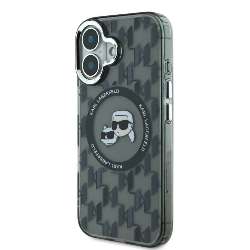 Karl Lagerfeld IML Monogram K&CH Heads MagSafe hátlapi borító iPhone 16-hoz Fekete