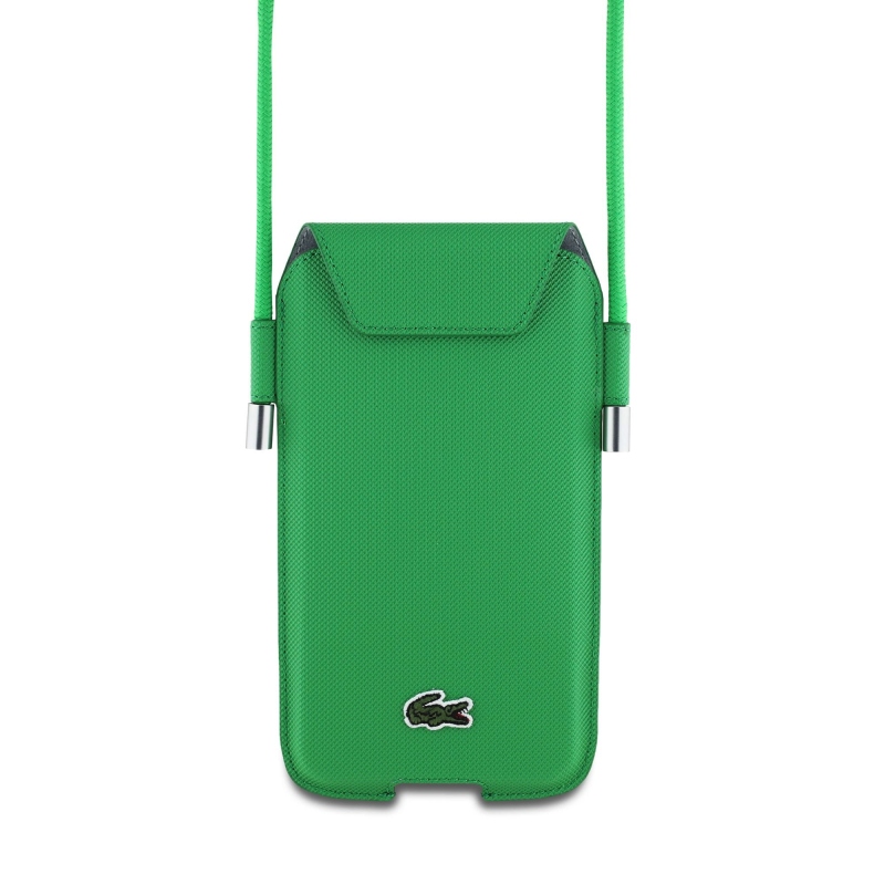 Lacoste PVC Iconic Petit Pique telefon zseb XL zöld