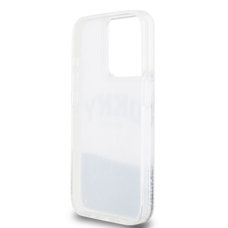 DKNY Liquid Glitter Arch Logo hátlap iPhone 14 Pro-hoz átlátszó
