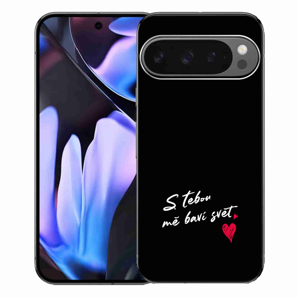 Gél borítás mmCase a Google Pixel 9 Pro XL számára - text in love 1 fekete háttér