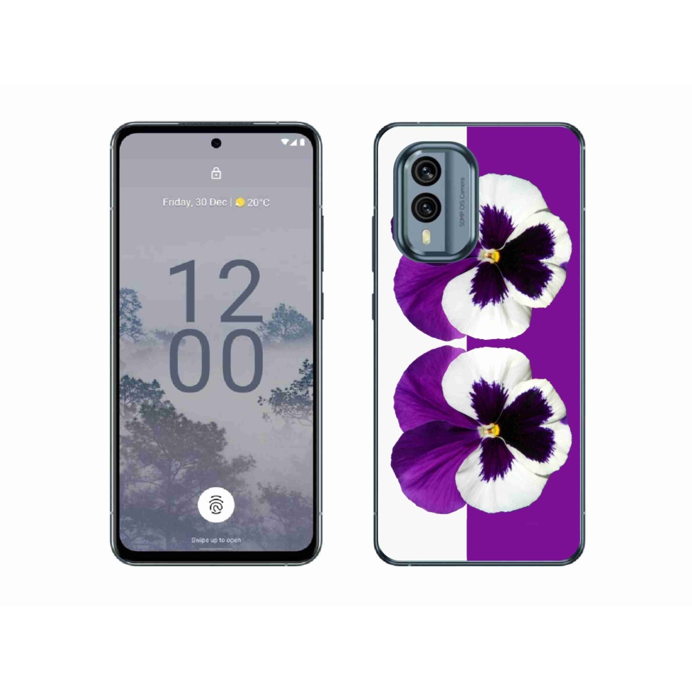 Zselés borító mmCase a Nokia X30 5G készülékhez - lila és fehér virág