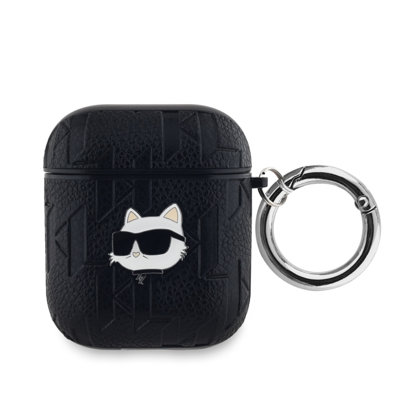 Karl Lagerfeld PU dombornyomott Choupette fej tok az AirPods 1/2-hez Fekete