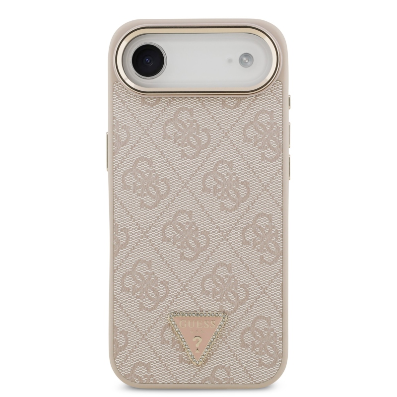 Guess PU bőr 4G Strass háromszög logó arany keret MagSafe hátlapi borító iPhone Air rózsaszínhez