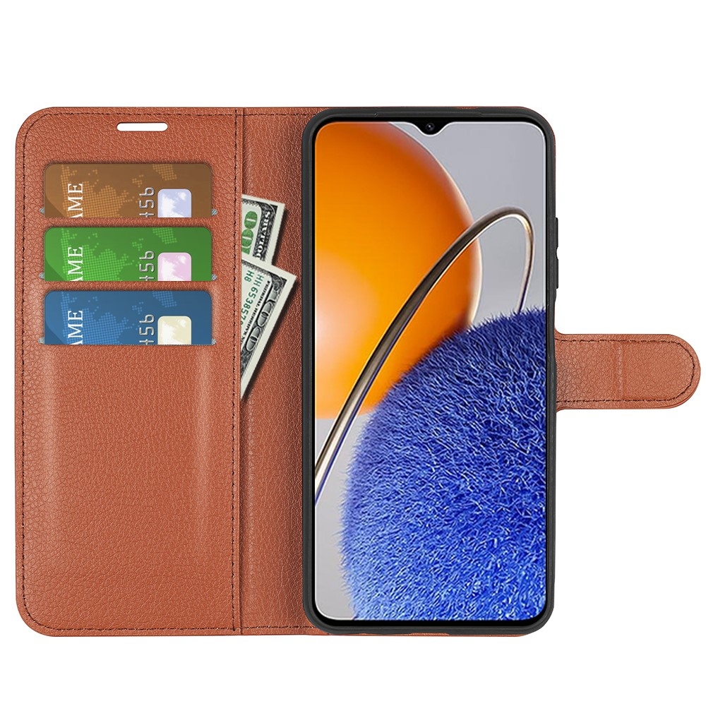 Litchi könyv tok Huawei Nova Y61-hez - barna