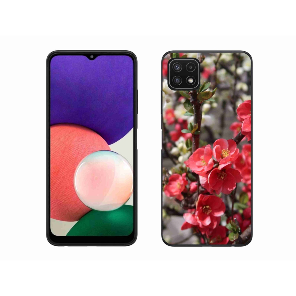 Gél borítás mmCase Samsung Galaxy A22 5G - piros virágok