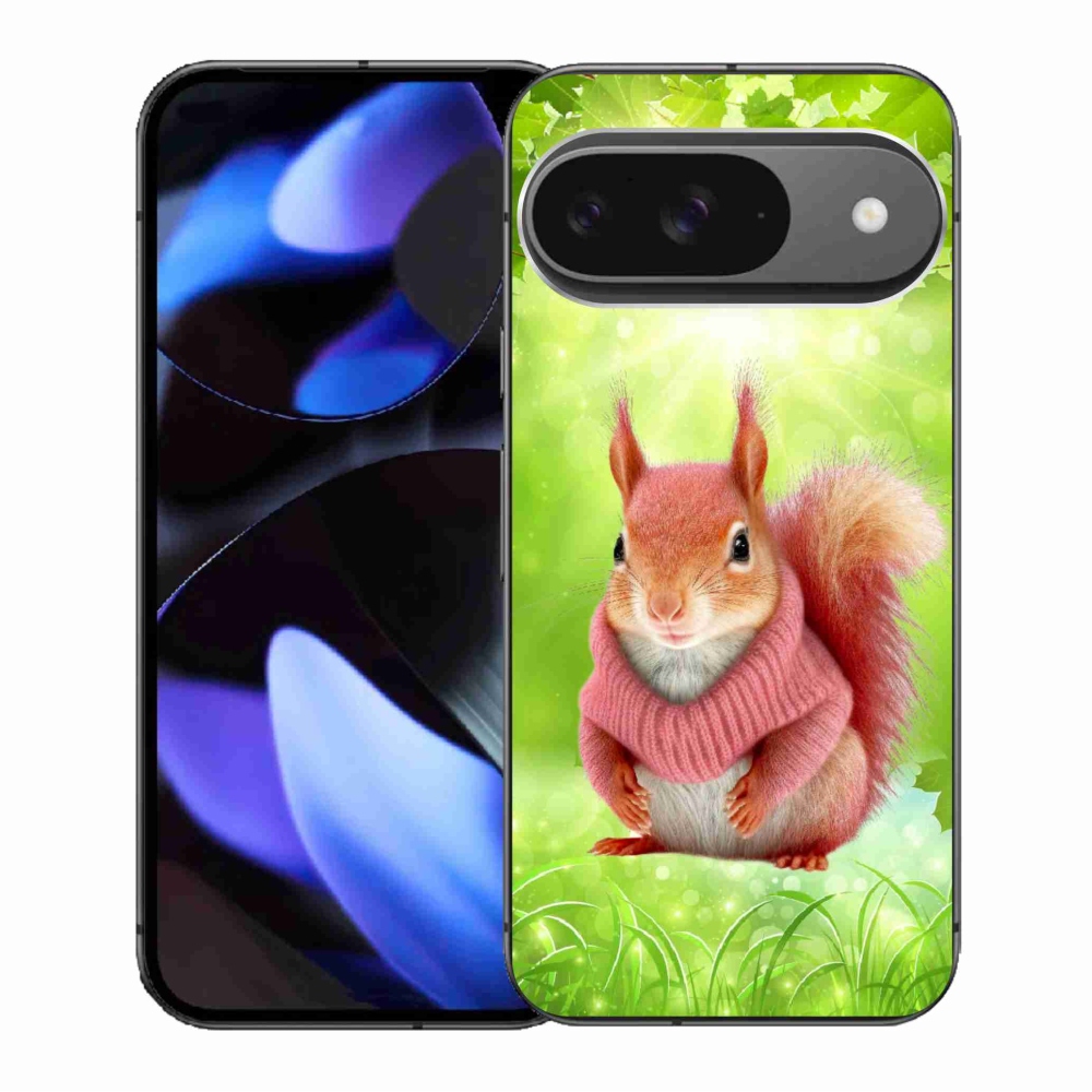 Zselés borítás mmCase a Google Pixel 9/9 Pro számára - mókus pulóverben