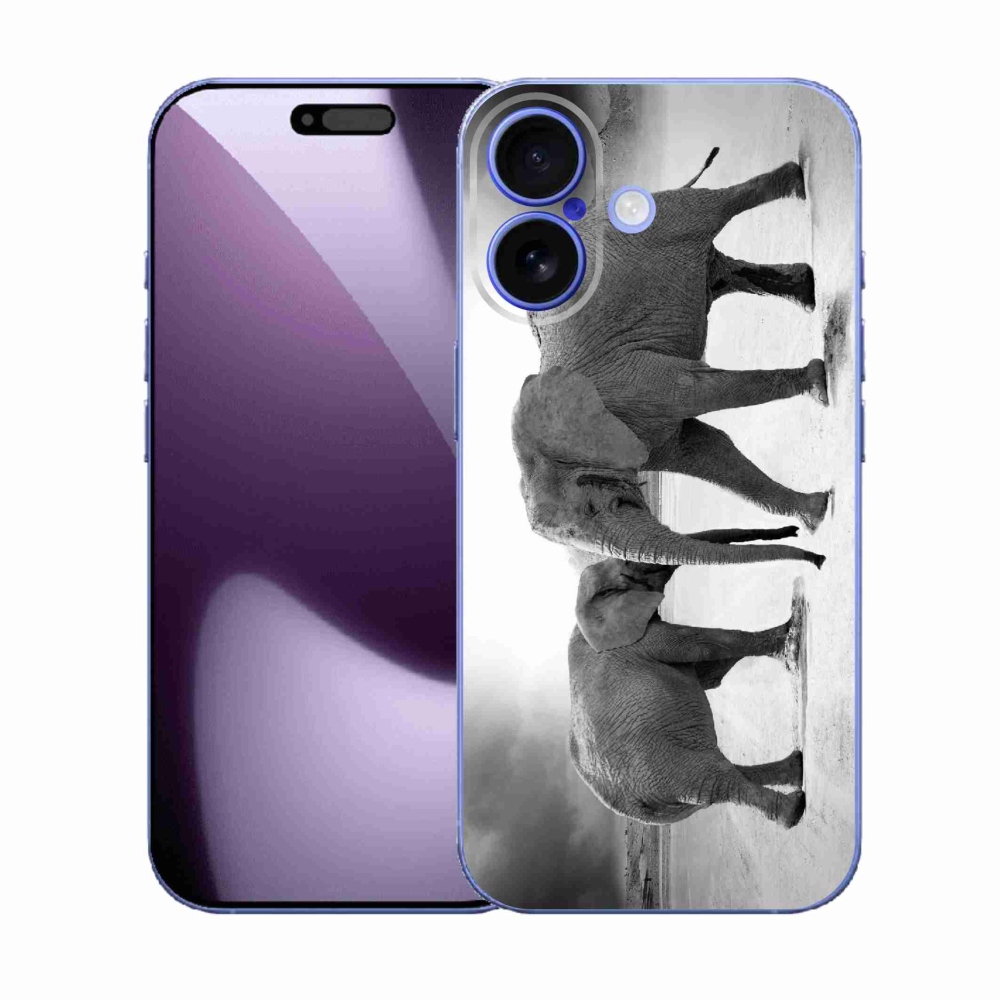 Gél borítás mmCase iPhone 17 készülékhez - fekete és fehér elefántok