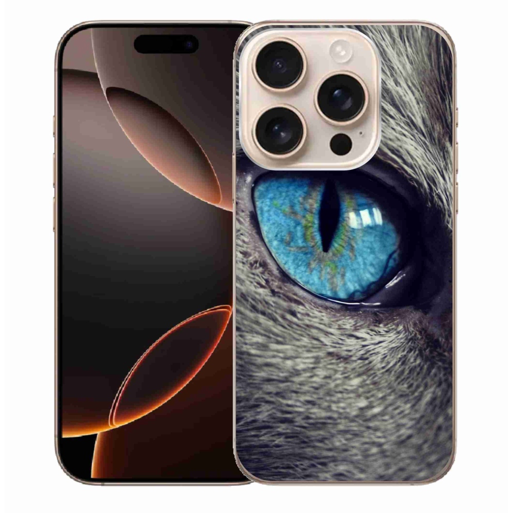 Zselés borítás mmCase iPhone 16 Pro Max készülékhez - kék macskaszem