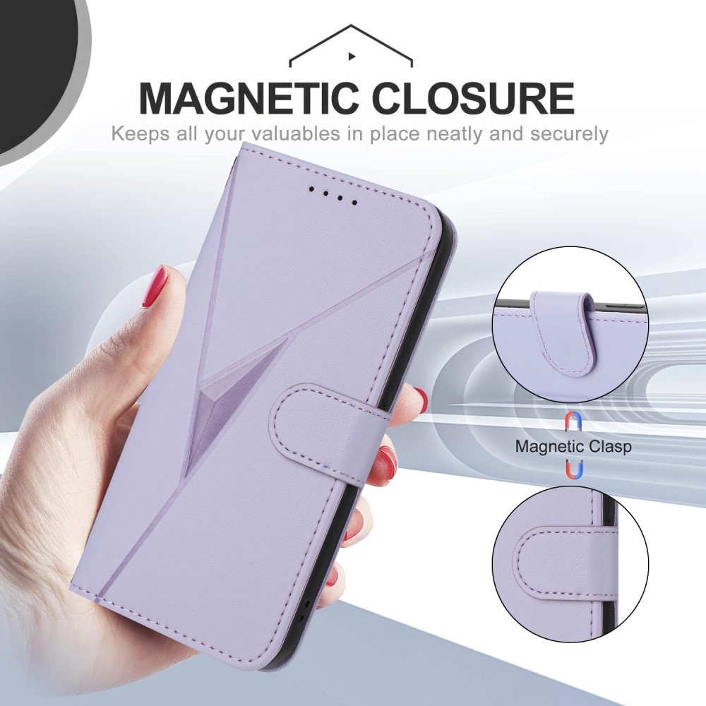 Háromszögek könyv tok a Vivo V50 Lite 4G/5G-hez - világos lila
