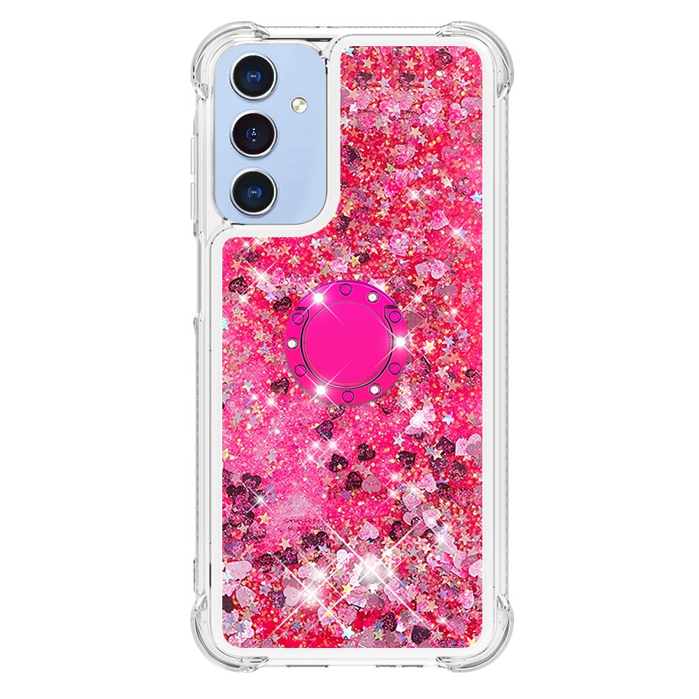 Glitt homokóra zselés tok ujjgyűrűvel Samsung Galaxy A17 5G-hez - rózsaszín/szív