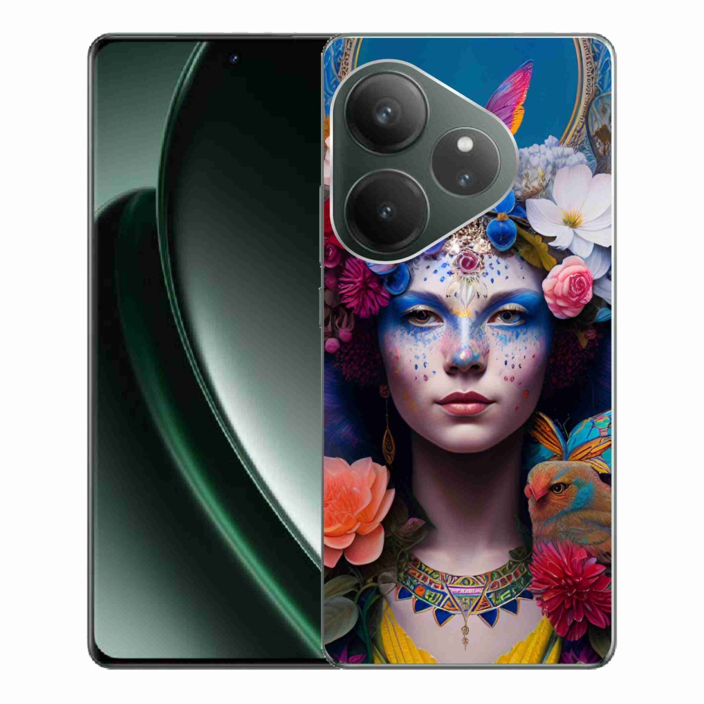 Gél borítás mmCase a Realme GT 6 5G/GT 6T 5G számára - nő virágokkal
