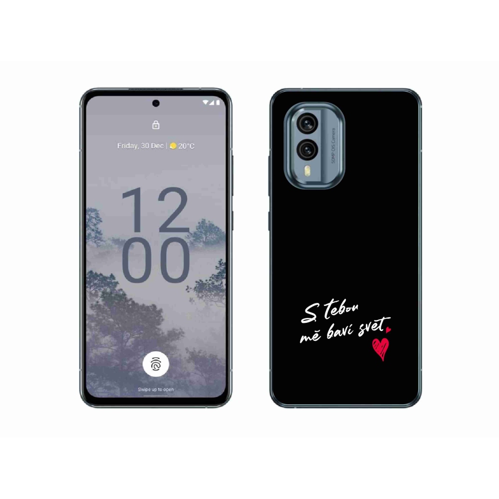 Zselés borító mmCase a Nokia X30 5G készülékhez - szerelmes szöveg 1 fekete háttér