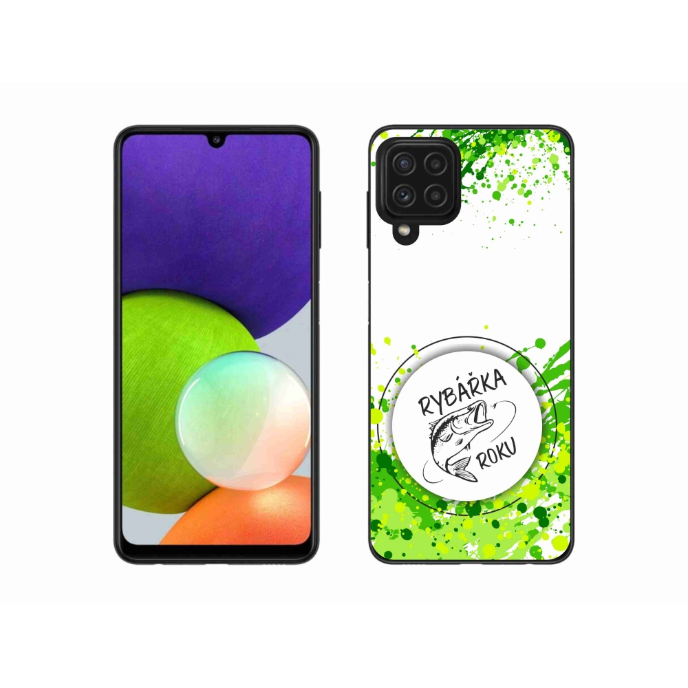 Gél borító mmCase Samsung Galaxy A22 4G - az év horgásza fehér háttérrel
