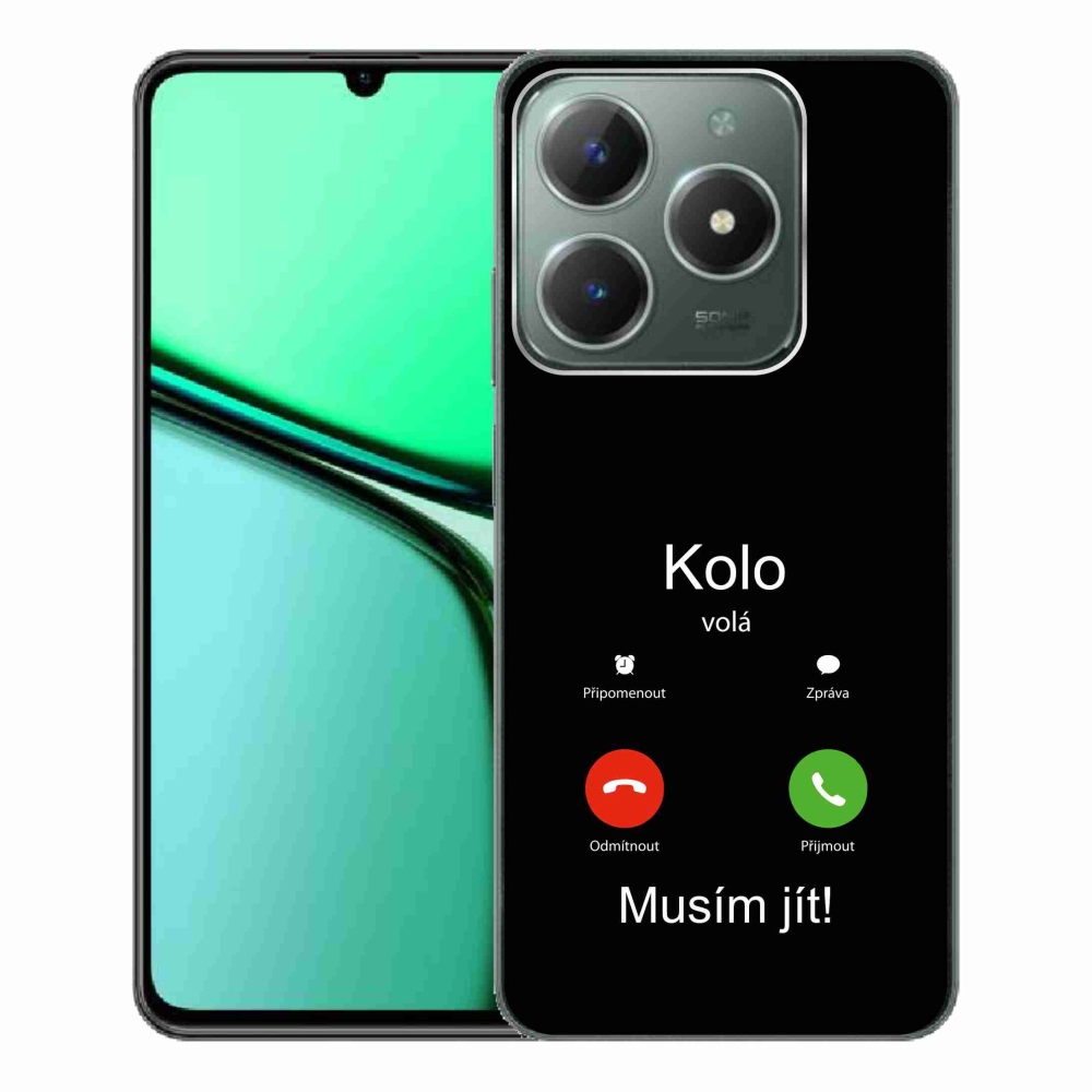 Gél borító mmCase a Realme C61 készülékre - kerek hívások fekete háttérrel