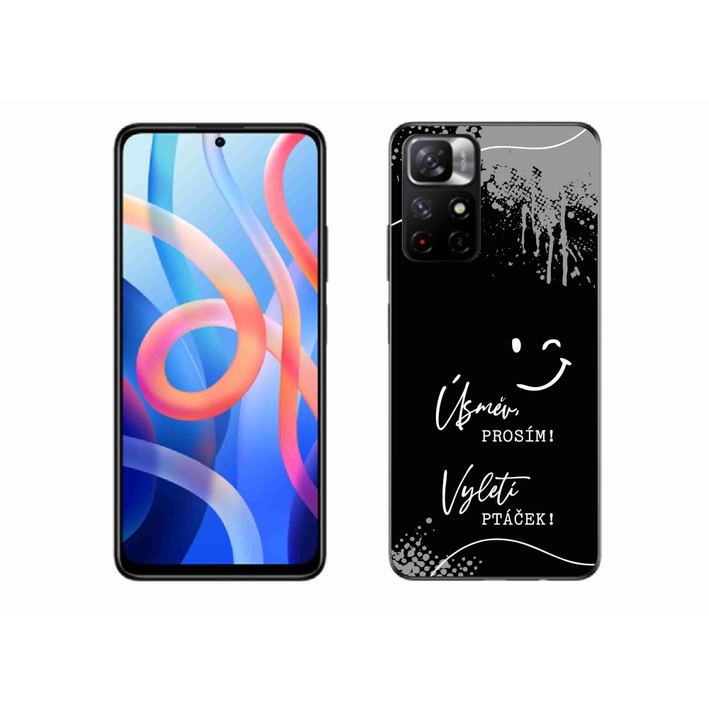 Gél borító mmCase a Xiaomi Redmi Note 11S 5G számára - vicces szöveg 4 fekete háttérrel