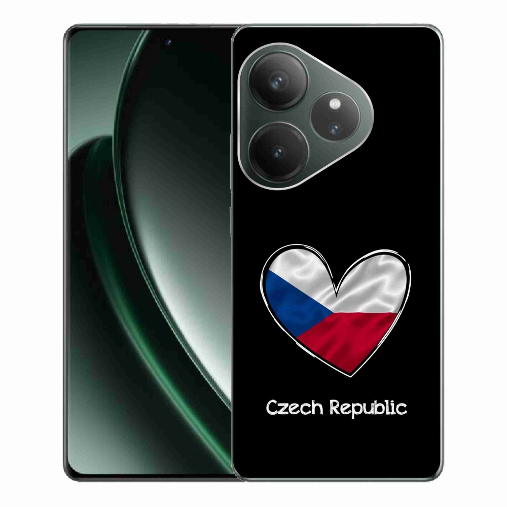 Gél borítás mmCase a Realme GT 6 5G/GT 6T 5G számára - szív zászló fekete háttérrel
