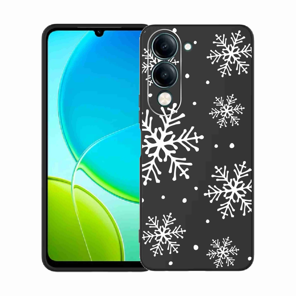 Gél borítás mmCase a Vivo Y29s 5G-n - fehér pelyhek átlátszó háttéren