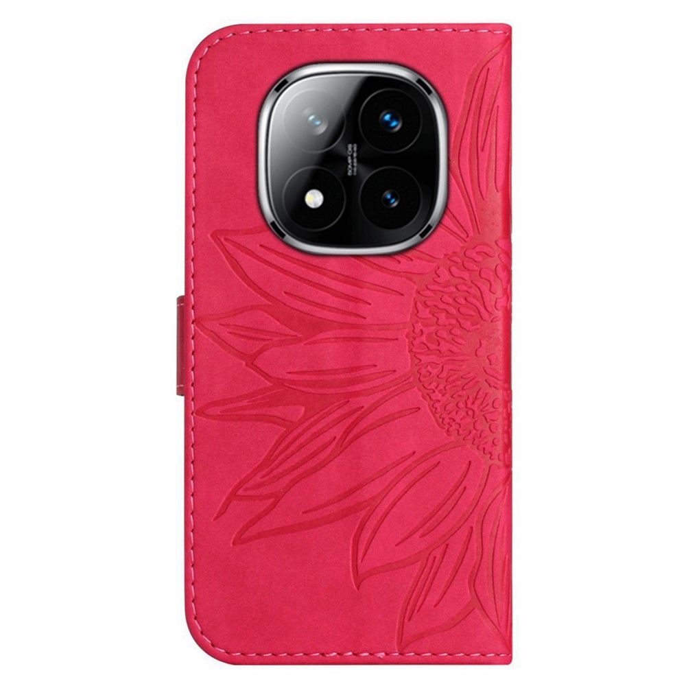 Napraforgó könyv tok a Xiaomi Redmi Note 14 Pro-hoz - rózsaszínű