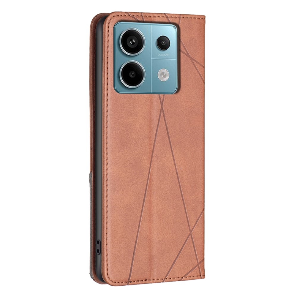 Háromszög alakú könyv tok Xiaomi Redmi Note 13 Pro 4G/Poco M6 Pro - barna
