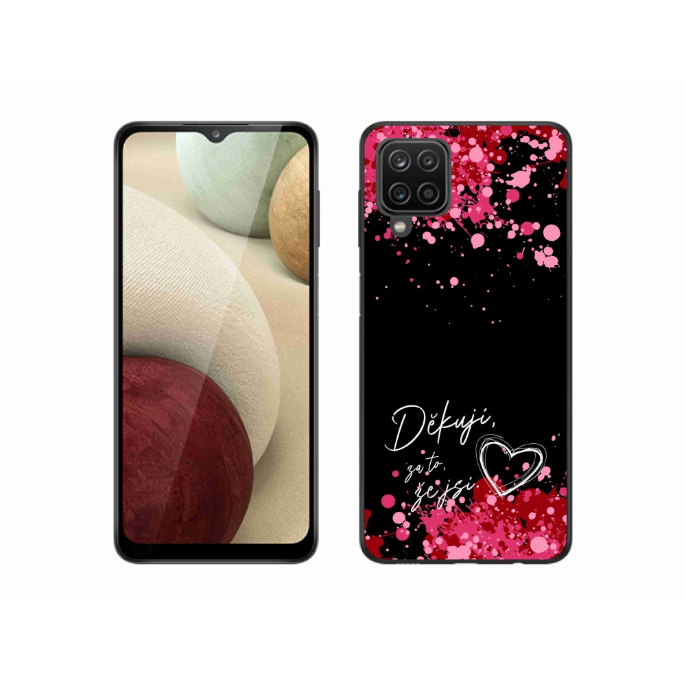 Gél borítás mmCase Samsung Galaxy M12 készülékhez - text in love 2 fekete háttér