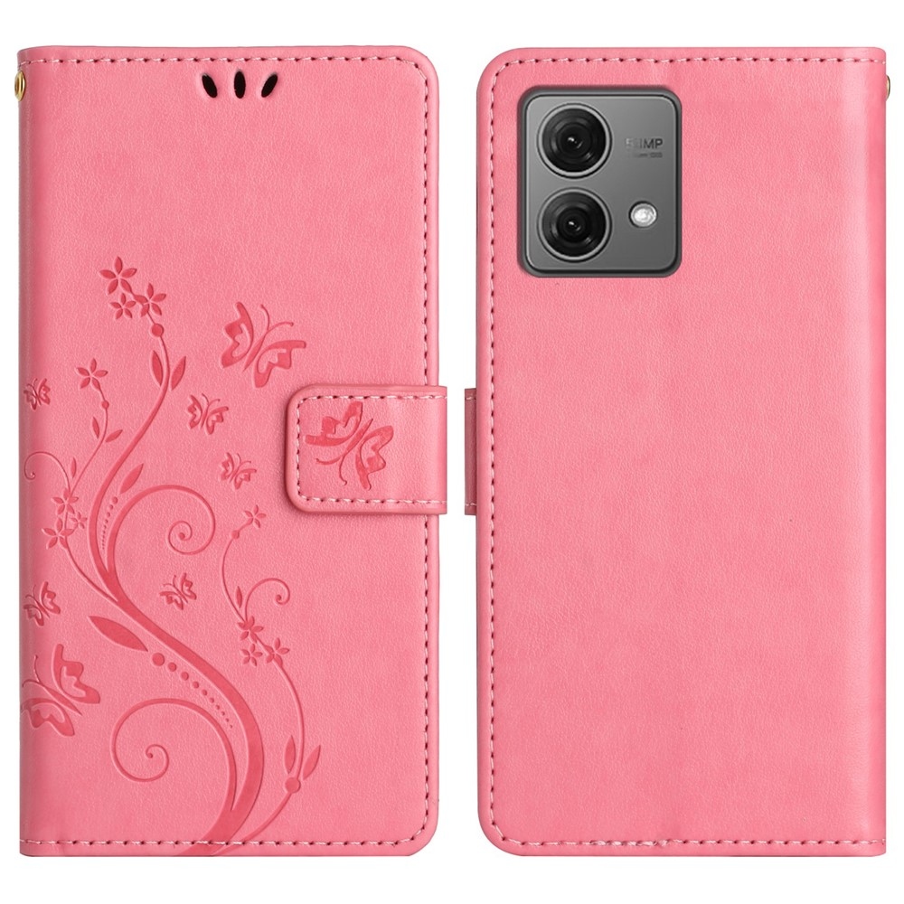 Virágok könyv tok Motorola Moto G85 5G - rózsaszín