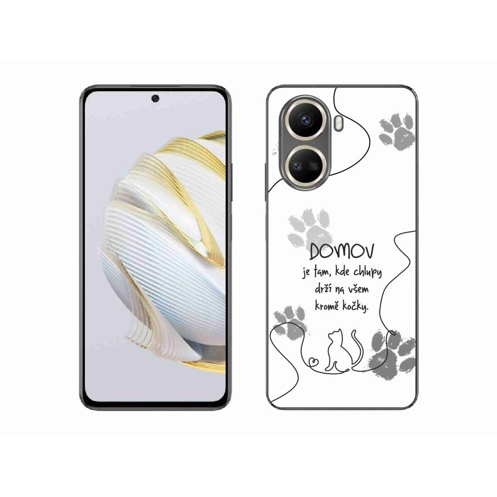 Gél borító mmCase a Huawei Nova 10 SE-hez - macska motívum fehér háttérrel