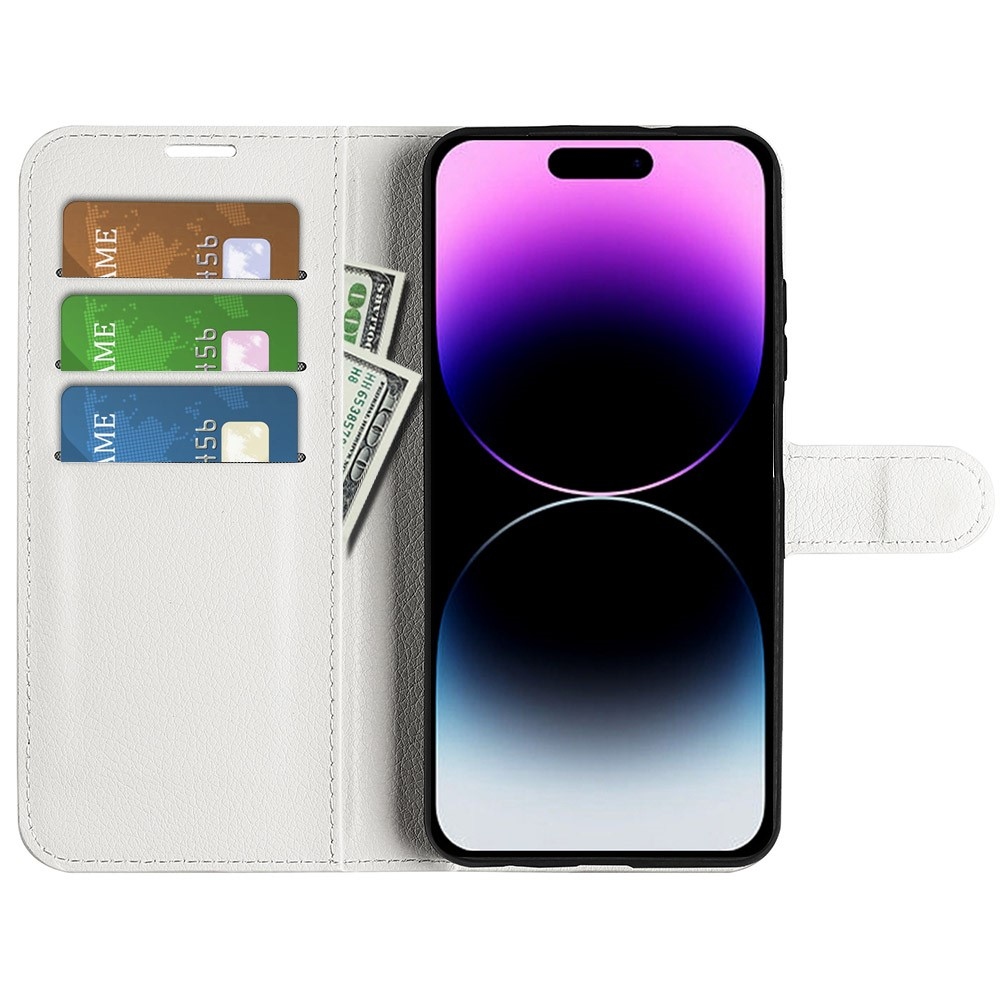 Litchi könyv tok iPhone 15 Pro Max készülékhez - fehér