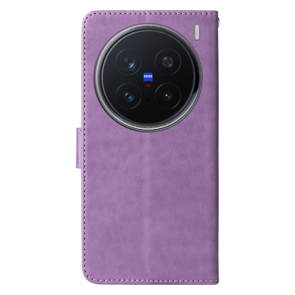 Virágos könyv tok a Vivo X200 Pro 5G készülékhez - lila
