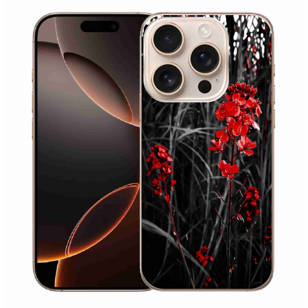 Gél borítás mmCase iPhone 16 Pro Max készülékhez - piros növény