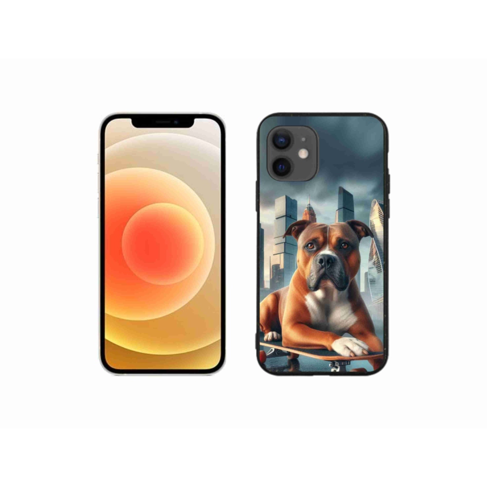 Gél borítás mmCase iPhone 12 mini készülékhez - kutya gördeszkán